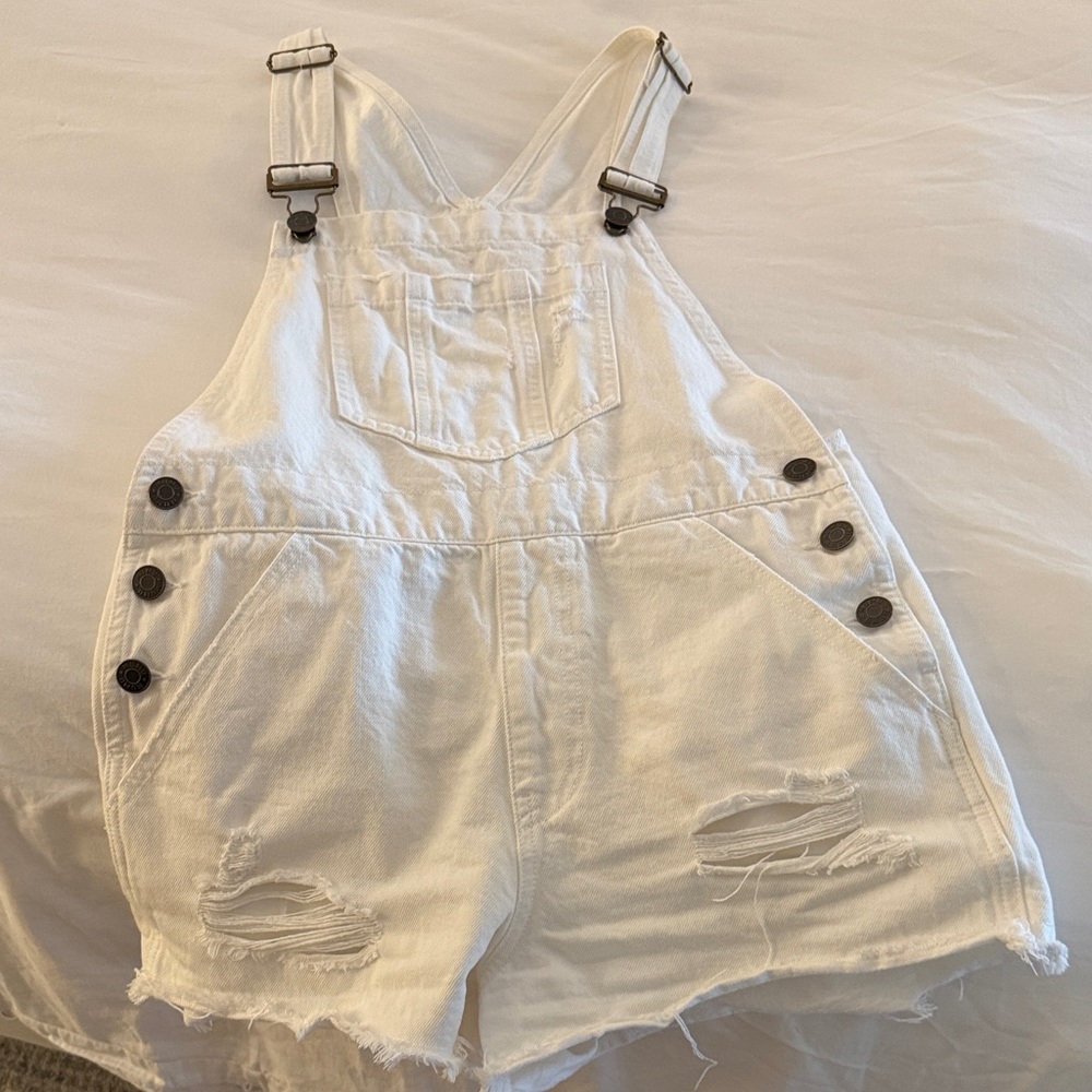 Show Me Your MuMu Cream Denim Overalls